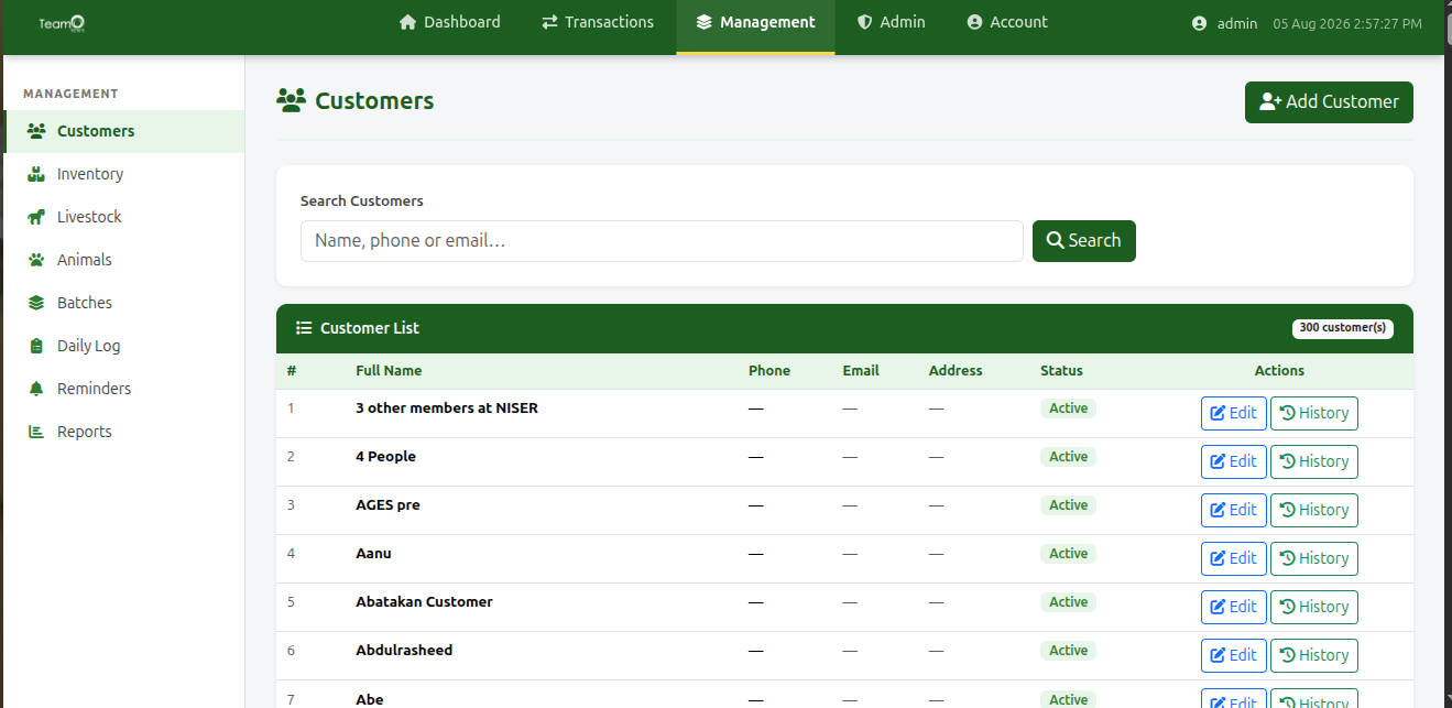 TeamO Ranch Records & Inventory Management System