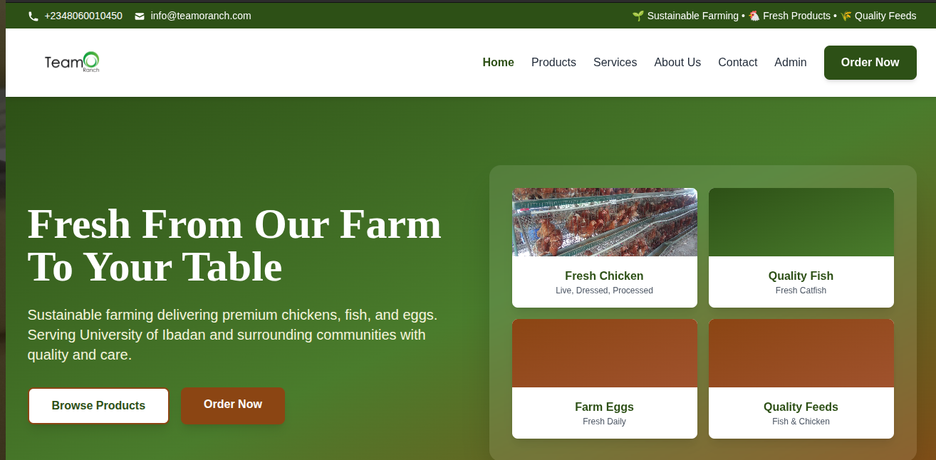 TeamO Ranch homepage — Fresh From Our Farm To Your Table