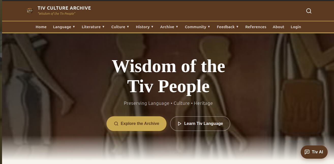 Tiv Heritage Archive homepage — Wisdom of the Tiv People