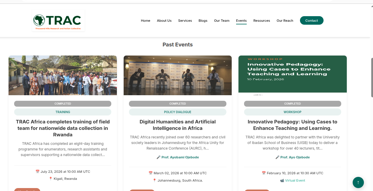 TRAC Africa Past Events listing